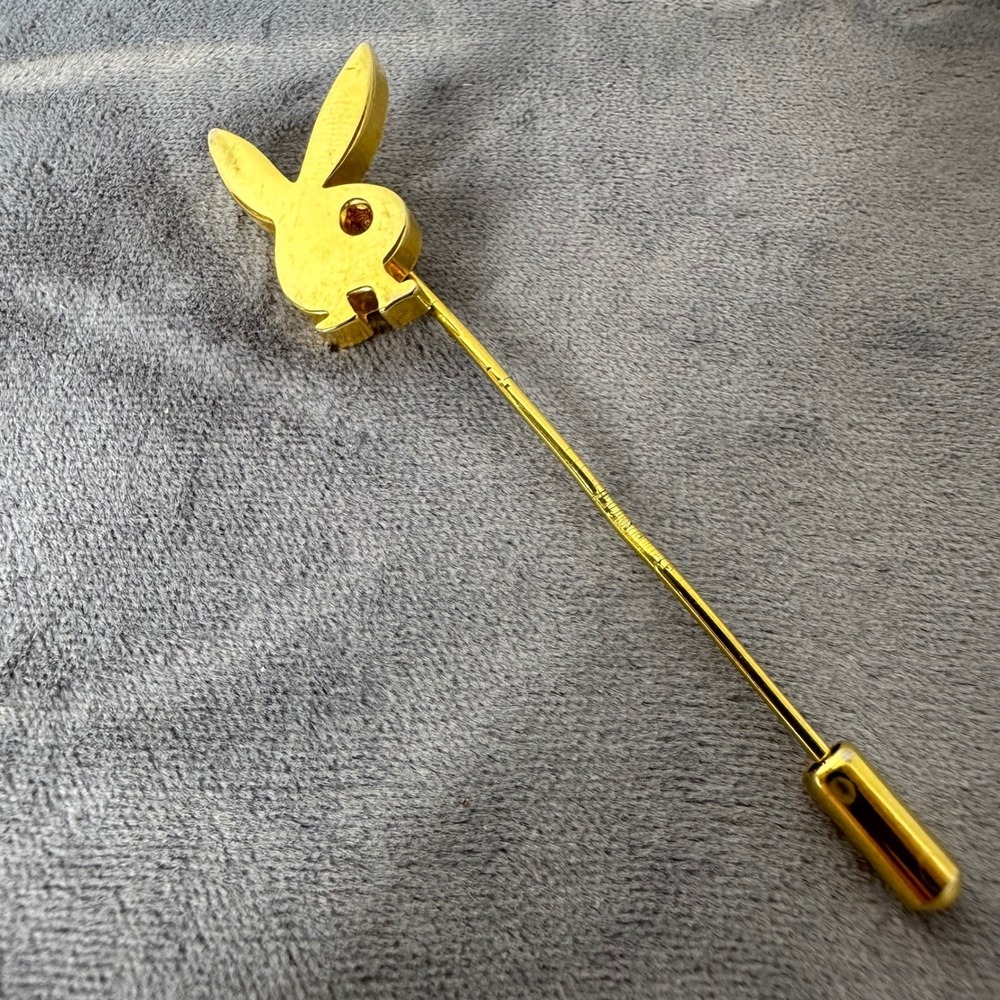 Playboy Bunny Logo Stick Pin Gold Tone Vintage Lapel Jewelry Accessory